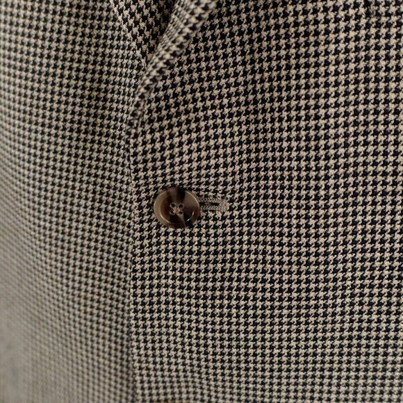 Hart Schaffner Marx Parisian Tweed Wool Houndstooth Black Tan Sport‎ Coat 42L - Picture 3 of 16